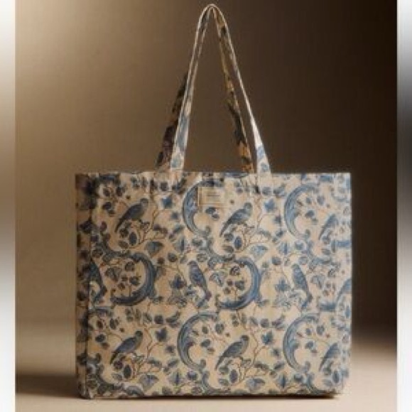 Sezane Handbags - Sezane & Antoinette Poissons Blue floral Bird Print Totebag.